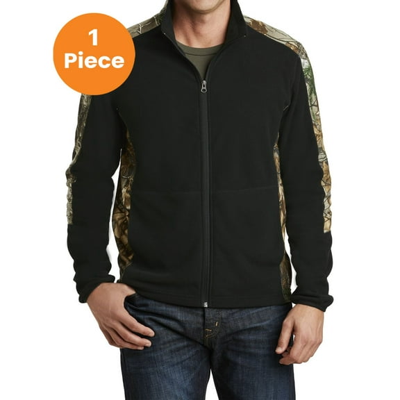 Port Authority F230C Camouflage Microfleece Full-Zip Jacket, Black/ Realtree Xtra, XS, Mens Sweaters