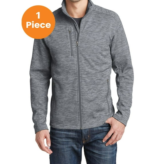 Port Authority F231 Digi Stripe Fleece Jacket, Grey, XS, Mens Zip up Hoodies and Sweatshirts