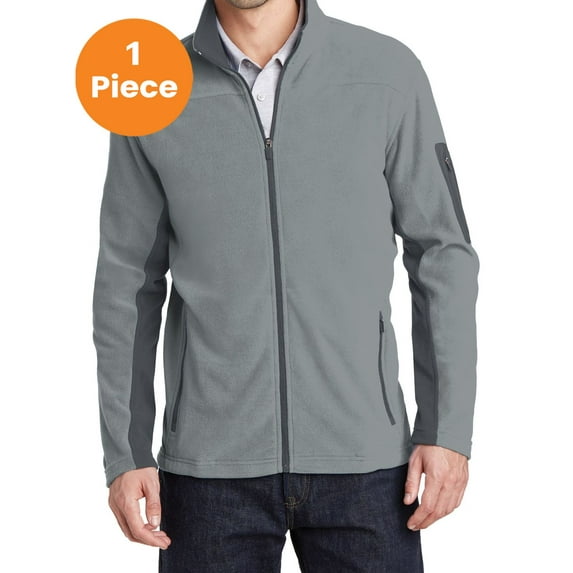 Port Authority F233 Summit Fleece Full-Zip Jacket , Frost Grey/ Magnet, S, Mens Sweaters