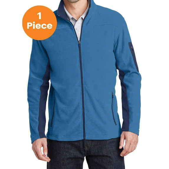 Port Authority F233 Summit Fleece Full-Zip Jacket , Regal Blue/ Dress Blue Navy, S, Mens Fleece Jackets