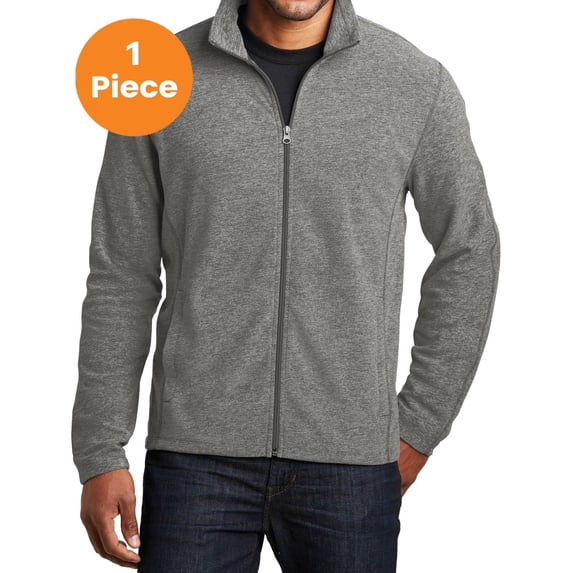 Port Authority F235 Heather Microfleece Full-Zip Jacket, Pearl Grey Heather, 2XL, Mens Sweaters
