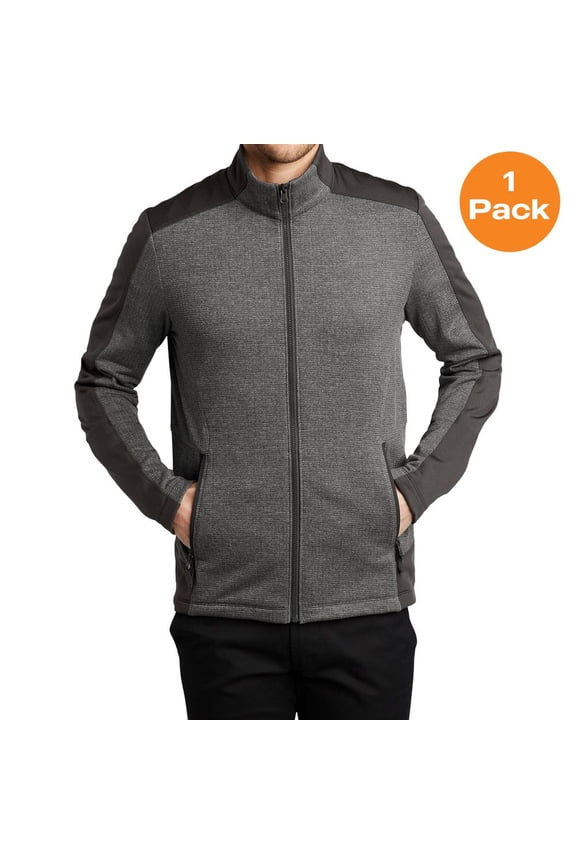 F239 Grid Fleece Jacket, Grey Smoke Heather/ Grey Smoke, XL, Mens Coats and Jackets