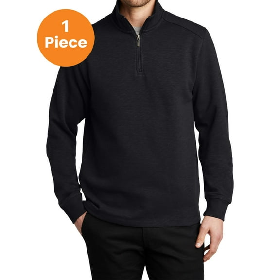 Port Authority F295 Slub Fleece 1/4-Zip Pullover, Black, 4XL, Big and Tall Hoodies and Sweatshirts