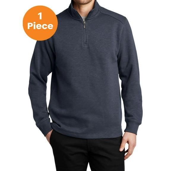 Port Authority F295 Slub Fleece 1/4-Zip Pullover, Slate Grey, XL, Mens Hoodies and Sweatshirts