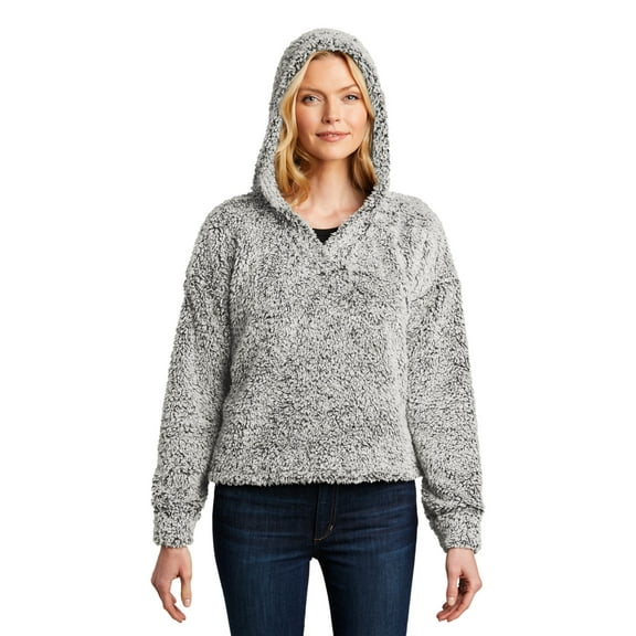 Port Authority Female V-Neck Hoodie Grey Heather 2X-Large