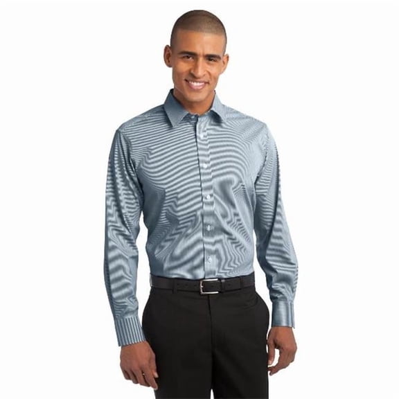 Port Authority Fine Stripe Stretch Poplin Shirt S647 - Moonlight Blue/ White - XS