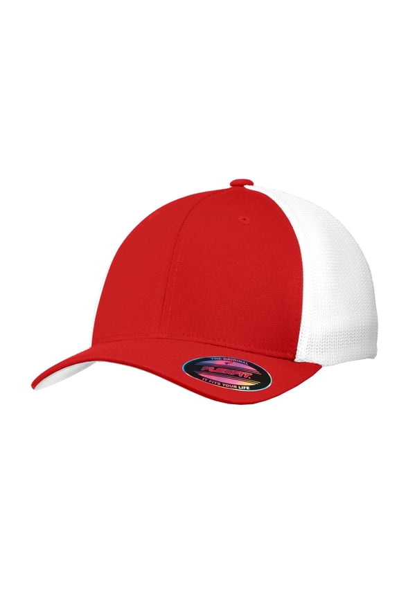 Flexfit Mesh Back Cap. C812 , C812 , True Red/ White , Small/Medium