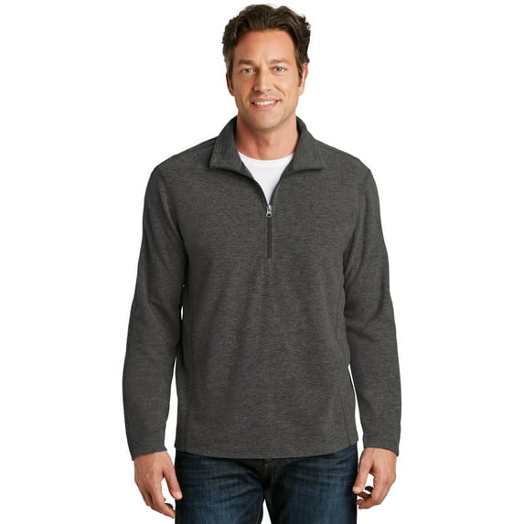 Port Authority Heather Microfleece 1/2 Zip Pullover-3XL (Black Charcoal Heather)