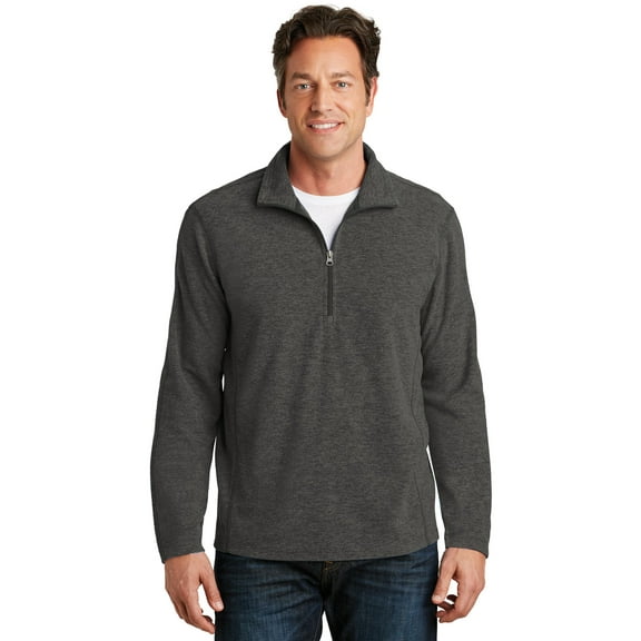 Port Authority Heather Microfleece 1/2 Zip Pullover-XL (Black Charcoal Heather)