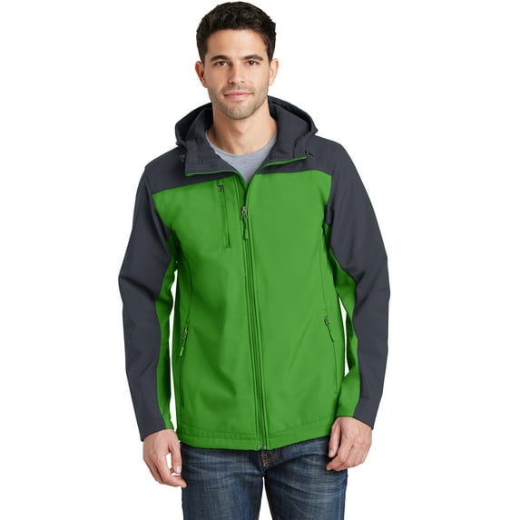 Port Authority Hooded Core Soft Shell Jacket-S (Vine Green/ Battleship Grey)