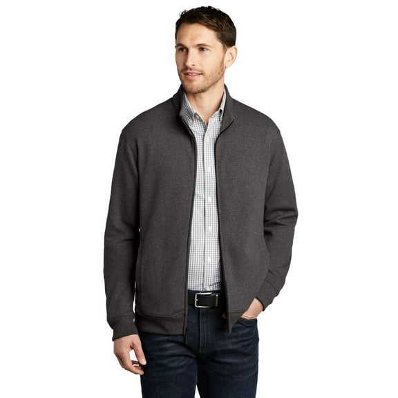 Port Authority Interlock Full-Zip. K809, Charcoal Heather/ Medium Heather Grey, L