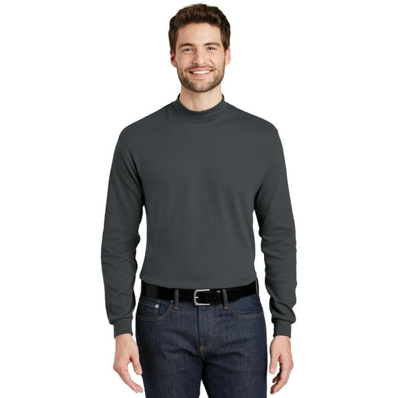 Port Authority Interlock Knit Mock Turtleneck-2XL (Steel Grey)