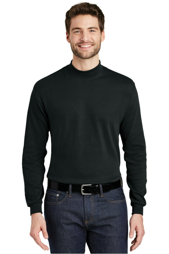 Interlock Knit Mock Turtleneck-6XL (Black)