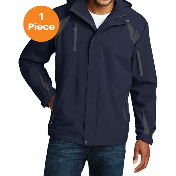 Port Authority J304 All-Season II Jacket, True Navy/Iron Grey, 4XL, Mens Fleece Jackets