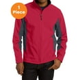 thumbnail image 1 of Port Authority J318 Core Colorblock Soft Shell Jacket, Rich Red/ Battleship Grey, XS, Mens Coats and Jackets, 1 of 1