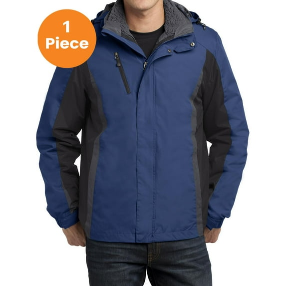 Port Authority J321 Colorblock 3-in-1 Jacket, Admiral Blue/ Black/ Magnet Grey, L, Mens Coats and Jackets
