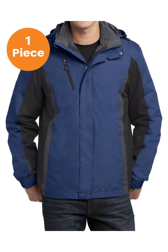 J321 Colorblock 3-in-1 Jacket, Admiral Blue/ Black/ Magnet Grey, XL, Mens Coats and Jackets