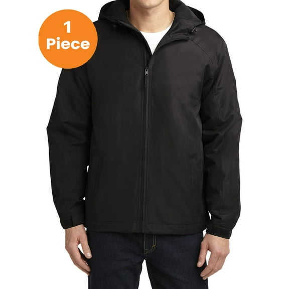 Port Authority J327 Hooded Charger Jacket , True Black, XS, Mens Fleece Jackets