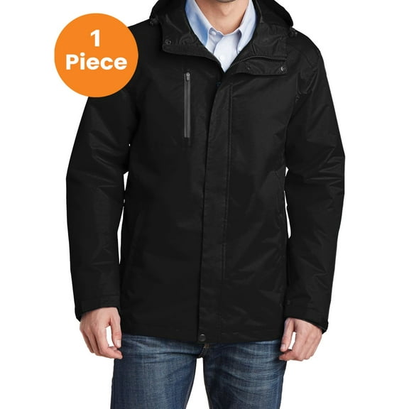 Port Authority J331 All-Conditions Jacket , Black, XS, Mens Raincoats