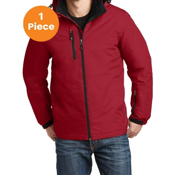 Port Authority J332 Vortex Waterproof 3-in-1 Jacket, Rich Red/ Black, M, Mens Coats and Jackets