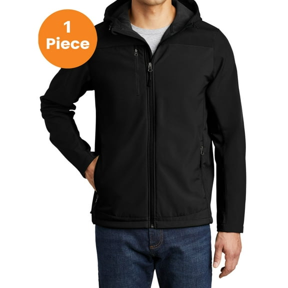 Port Authority J335 Hooded Core Soft Shell Jacket, Black, 4XL, Coats & Jackets