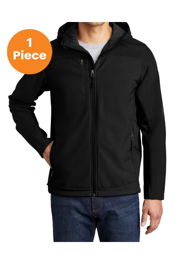 J335 Hooded Core Soft Shell Jacket, Black, M, Mens Hoodies