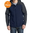thumbnail image 1 of Port Authority J335 Hooded Core Soft Shell Jacket, Dress Blue Navy/ Battleship Grey, XL, Mens Coats and Jackets, 1 of 1