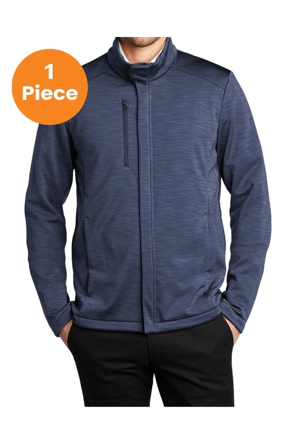 J339 Stream Soft Shell Jacket, Dress Blue Navy Heather, XS, Mens Coats and Jackets