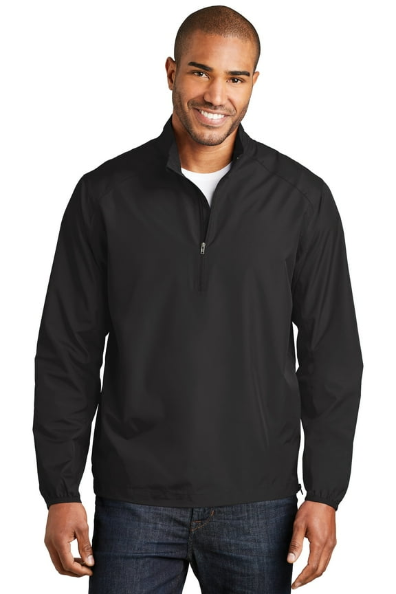 J343 Mens Zephyr 1 by 2-Zip Pullover, Black - Extra Small
