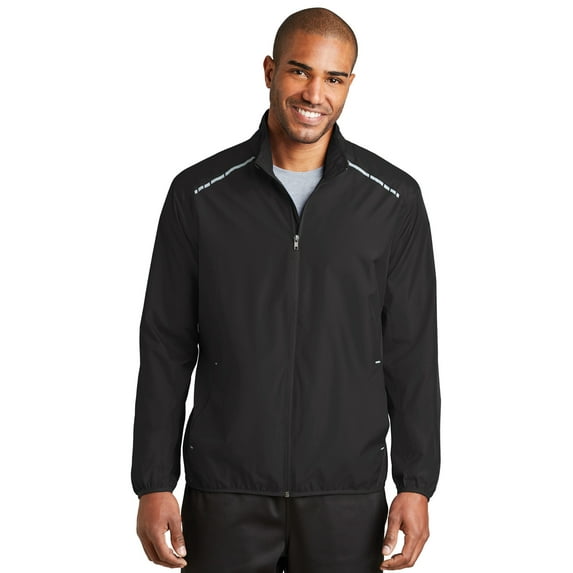 Port Authority J345 Mens Zephyr Reflective Hit Full-Zip Jacket, Black - Extra Small