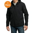 thumbnail image 1 of Port Authority J706 Textured Hooded Soft Shell Jacket, Black/Engine Red, M, Coats and Jackets, 1 of 1