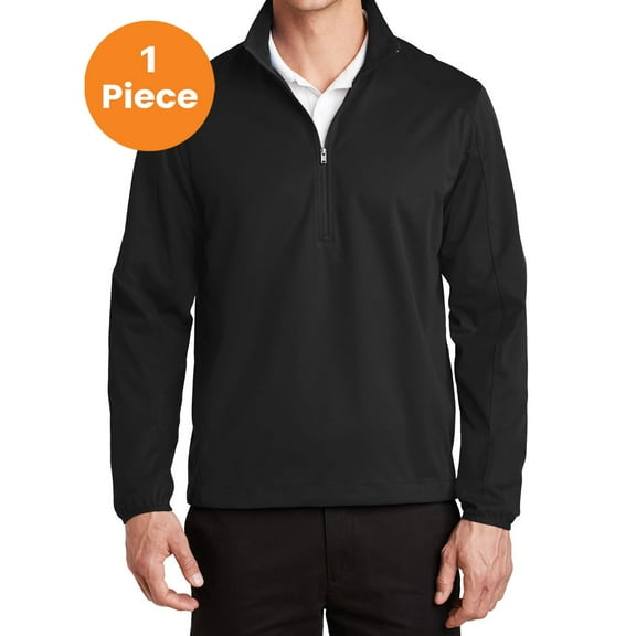 Port Authority J716 Active 1/2-Zip Soft Shell Jacket, Deep Black, L, Mens Athletic Jackets