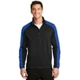 thumbnail image 1 of Port Authority J718 Mens Active Colorblock Soft Shell Jacket, Deep Black & True Royal - Medium, 1 of 6