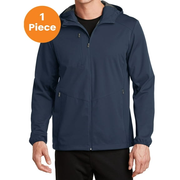 Port Authority J719 Active Hooded Soft Shell Jacket, Dress Blue Navy, XL, Mens Coats and Jackets