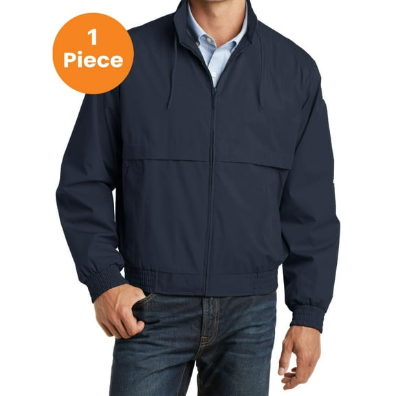 Port Authority J753 Classic Poplin Jacket, Dark Navy/Dark Navy, L, Mens Coats and Jackets