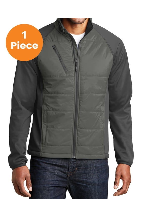J787 Hybrid Soft Shell Jacket, Smoke Grey/ Grey Steel, L, Mens Fleece Jackets