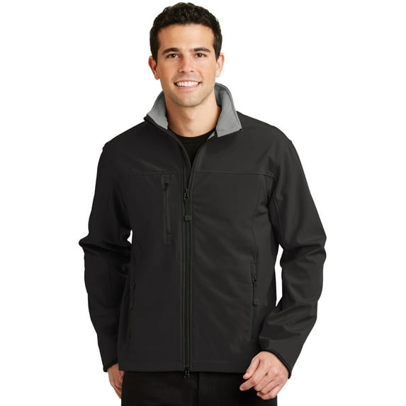 Port Authority J790 Mens Glacier Soft Shell Jacket, Black & Chrome - 3XL