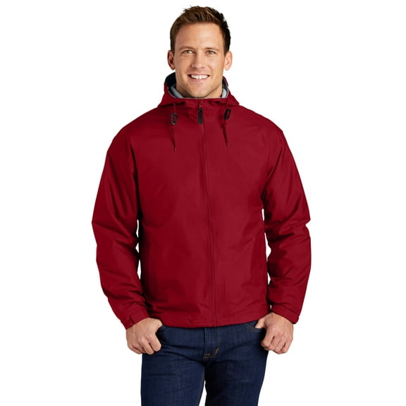 Port Authority JP56 Mens Team Jacket, Red & Light Oxford - Large