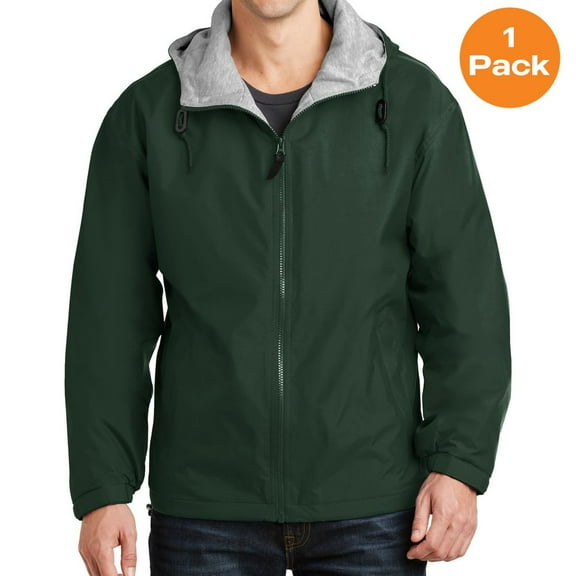 Port Authority JP56 Team Jacket, Hunter/Light Oxford, L, Mens Coats and Jackets