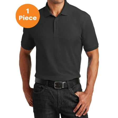 Port Authority K100 Core Classic Pique Polo, Deep Black, 6XL, Mens Polo Shirts