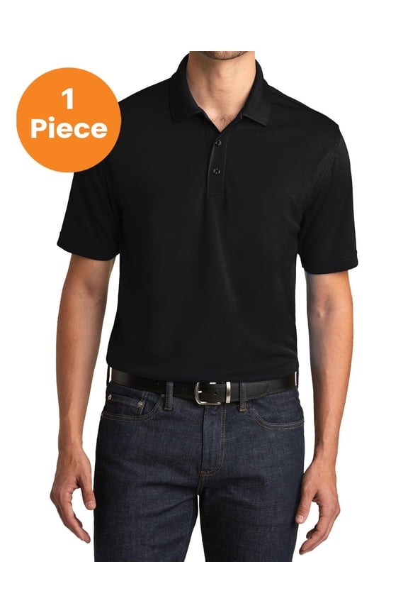 K110 Dry Zone UV Micro-Mesh Polo , Deep Black, 6XL, Mens Polo Shirts