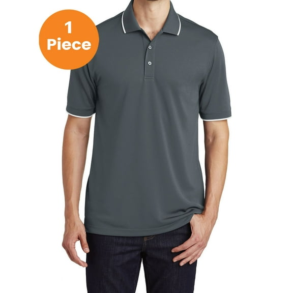 Port Authority K111 Dry Zone UV Micro-Mesh Tipped Polo, Graphite/ White, 3XL, Mens Polo Shirts