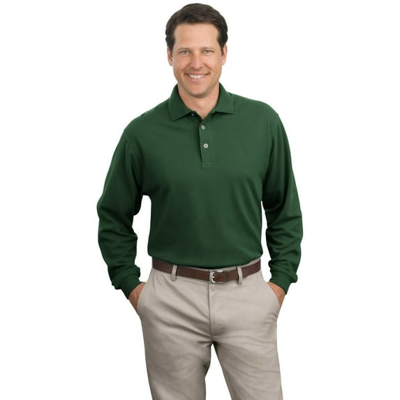 Port Authority K320 Men's Long Pique Polo Shirt - Dark Green - 4X-Large