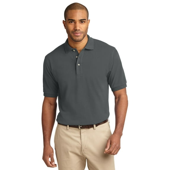 Port Authority K420 Mens Heavyweight Cotton Pique Polo T-Shirt, Steel Grey - Small