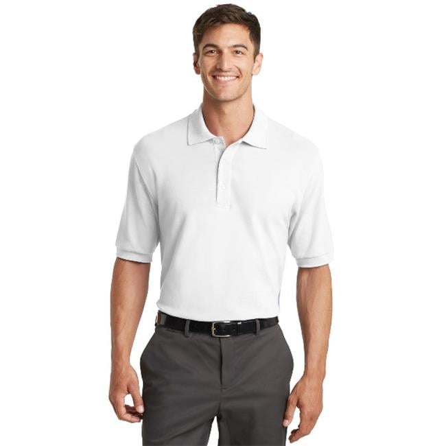 Port Authority K448 Mens 100 Percent Pima Cotton Polo T-Shirt, White ...