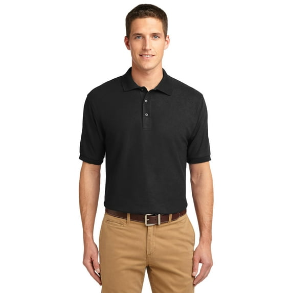 Port Authority K500 Mens Silk Touch Polo T-Shirt, Black - 3XL