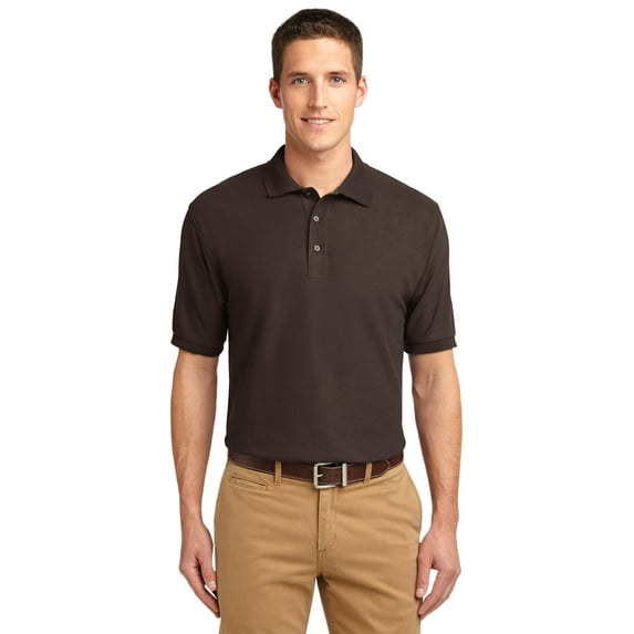 Port Authority K500 Mens Silk Touch Polo T-Shirt, Coffee Bean - Small