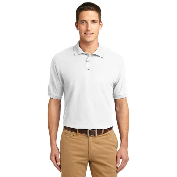 Port Authority K500 Mens Silk Touch Polo T-Shirt, White - 6XL