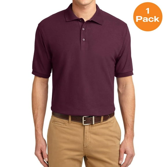 Port Authority K500 Silk Touch Polo, Maroon, 5XL, Big and Tall Polo Shirts