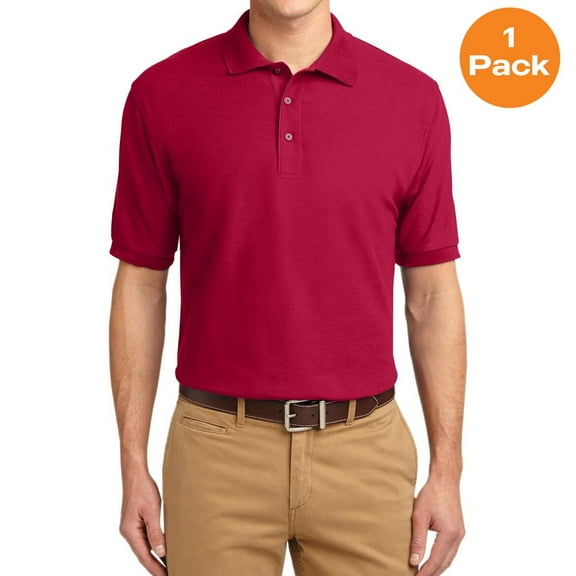 Port Authority K500 Silk Touch Polo, Red, 6XL, Big and Tall Polo Shirts
